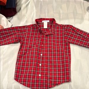 Janie and Jack Red Plaid Button Down Shirt